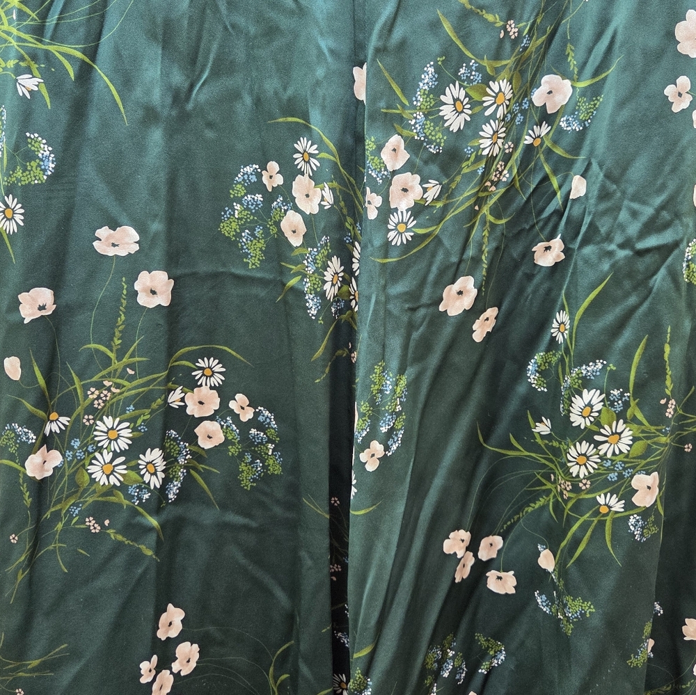 Reformation Birch Ruched Floral-Print Silk-Charmeuse Maxi Dress Green 12 Rare - Picture 9 of 9